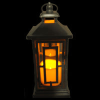 Shop4Omni 12 Inch Metal and Glass Tabletop Centerpiece Lantern with Flame-Less Candle