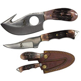 Bone Collector Hunting Knife Two Piece Set Straight Edge/Gut Hook Skinner - Bone
