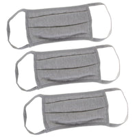 Big & Tall 3 Pack Pleated Washable Cloth Face Dust Mouth Cover Made in USA Grey