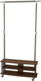 Household Essentials Rolling Garmant Rack with Storage Shelves, Walnut
