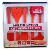 Chef Smart 5 Piece Silicone Kitchenware Set Spatula Spoon Turner Ladle Spaghetti
