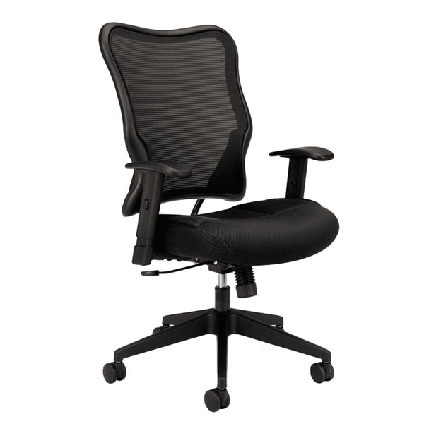 Hon HVL702 High-Back Swivel Tilt Adjustable Arms Office Desk Chair - Black Mesh