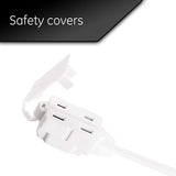GE, White, 6 Ft Extension Cord, 3, Flat Plug, 2 Prong, 16 Gauge, Safety Outlet Cover, Indoor Rated, Perfect for Office, Home or Kitchen