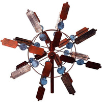 75" Blade with Circle Spinning Kinetic Garden Windmill w/ Solar Lights Brown Blue