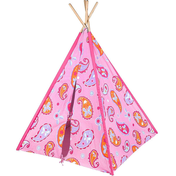 Wildkin Olive Kids Girls Canvas Teepee Play Tent - Pretty Pink Paisley