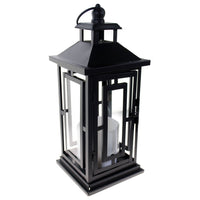 Shop4Omni 12 Inch Metal and Glass Tabletop Centerpiece Lantern with Flame-Less Candle