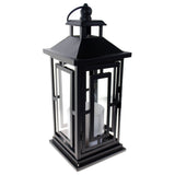 Shop4Omni 12 Inch Metal and Glass Tabletop Centerpiece Lantern with Flame-Less Candle