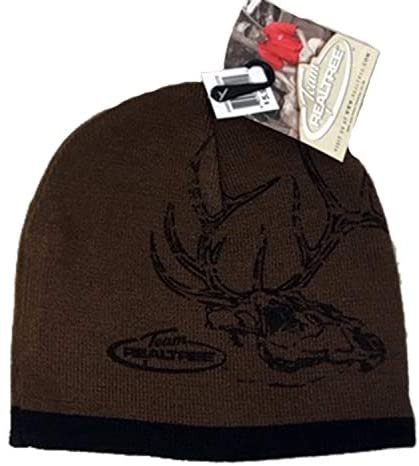 Team REALTREE Brown/Black Beanie with Deer Skull - One Size Fits Most