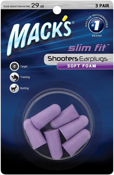 Macks Shooters Slim Fit Foam Earplugs, 3 Pair