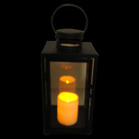 Shop4Omni 10 Inch Metal and Glass Tabletop Centerpiece Lantern Flame-Less Candle