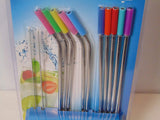 HiDR8 10 Pack of Re-Usable Stainless Steel Straws w Silicone Tips