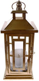 Shop4Omni 12 Inch Metal and Glass Tabletop Centerpiece Lantern with Flame-Less Candle