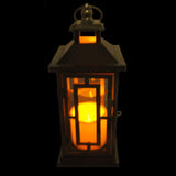 Shop4Omni 12 Inch Metal and Glass Tabletop Centerpiece Lantern with Flame-Less Candle