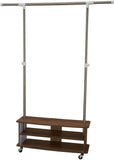 Household Essentials Rolling Garmant Rack with Storage Shelves, Walnut