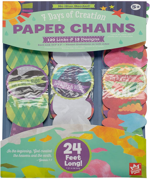 Wee Believers 7 Days of Creation Full Color 24 Foot Paper Chain Activity Set