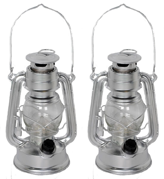 Lot of 2 Shop4Omni LED Lantern Hanging Light Lamp w/ Dimmer - 12 inch - Silver