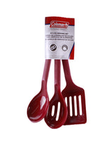 Coleman 3-Piece Nylon Camping Cooking Utensil Set Spatula + Spoons - Red