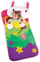 Sillies Lilly the Bunny with Carrot Kids Animal Sleeping Bag with Plush Pillow Machine Washable Folds Into a Bag With Handle