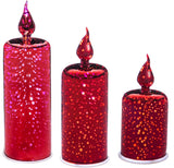 Cypress Home 125836 Stargazing Red Starburst LED Glass Candles