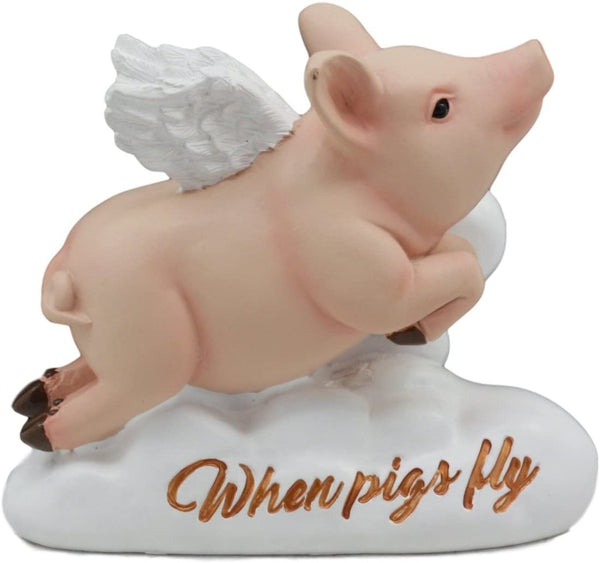 Ebros When Pigs Fly Hog Heavens Flying Pig with Angel Wings On Cloud 9 Statue 4" Long Small Animal Collectible
