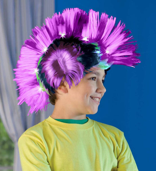 Halloween Costume Wig Light-Up Faux Hawk - Neon Purple