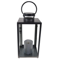 S4O 13" Metal and Glass Tabletop Centerpiece Lantern with Flame-Less Candle