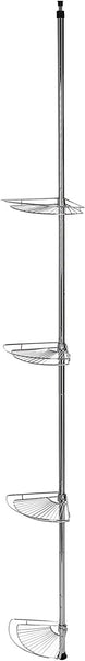Honey-Can-Do BTH-03079 4-Tier Low-Profile Corner Tension Rod Shower Caddy Organizer, Extends Up to 8-Feet, Chrome
