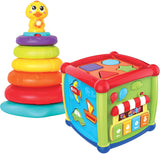 JOYIN Baby Activity Center Flashing Baby Stack Toys with Shape Color Sorting Alphabet Activity Cube Music Cute Toys
