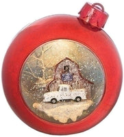 Red 7" LED + Music Christmas Tree Ornament Xmas Snow Globe w/ Ford Model A Truck