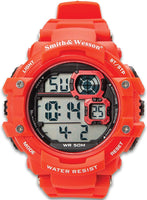 CampCo Smith & Wesson Red Tactical Digital Shock Watch - Three Modes of Operation, EL Backlight, TPR Band, Chronograph, Water-Resistant