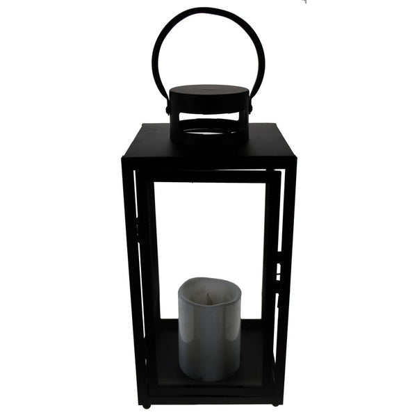 Shop4Omni 10 Inch Metal and Glass Tabletop Centerpiece Lantern Flame-Less Candle