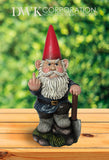 DWK - You Dig? - Grumpy Garden Gnome Digging with Shovel Flipping The Bird Middle Finger Collectible Statue for Indoor Outdoor Summer Home and Garden Décor, 8.75-inch