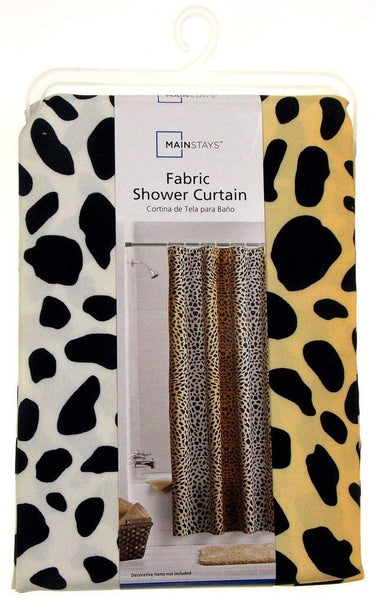 Mainstay, Cheetah Black Brown Fabric Shower Curtain