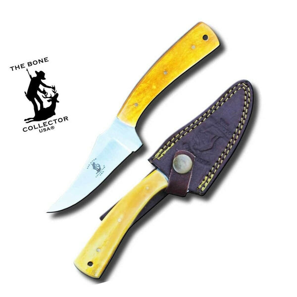 7.25" Bone Collector Fixed Blade Sinning Knife with Leather Sheath - BC860-YBN
