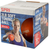SPRI 2 LB Soft Toning Ball Hand Held Medicine Ball for Exercise Women Men Fitness Strength Training Equipment