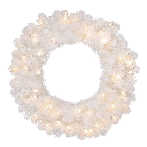 Perfect Holiday 24 Inch Pre-Lit Christmas Wreath with 50 LED Lights