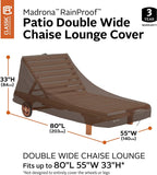 Classic Accessories 55-830-016601-RT Madrona Waterproof 80 Inch Double Wide Patio Chaise Lounge Cover, Dark Cocoa
