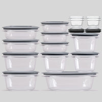 Rubbermaid 071691490951 Premier Food Storage Containers, 30-Piece Set, Gray, Transparent