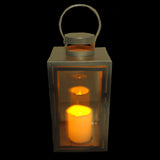 Shop4Omni 10 Inch Metal and Glass Tabletop Centerpiece Lantern Flame-Less Candle