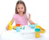 JOYIN Kids Kitchen Pretend Play Dish Wash and Dry Children's Play Dishes Pans and Pots Playset (25 pcs with Drainer)