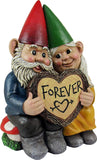 DWK - Gnome & Forever - Adorable Hand-Painted Gnome Couple in Love with Heart-Shaped Forever Wood Slice Indoor Outdoor Figurine Cute Romantic Home Garden Patio Lawn Accent, 6.5-inch