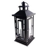 Shop4Omni 12 Inch Metal and Glass Tabletop Centerpiece Lantern with Flame-Less Candle