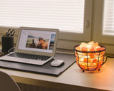 HemingWeigh Himalayan Salt Chip Lamp in Metal Basket Bowl 8x7.15” Electric Wire and Bulb Included