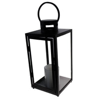 Shop4Omni 10 Inch Metal and Glass Tabletop Centerpiece Lantern Flame-Less Candle