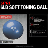 SPRI 6 LB Soft Toning Ball Hand Held Medicine Ball for Exercise Women Men Fitness Strength Training Equipment