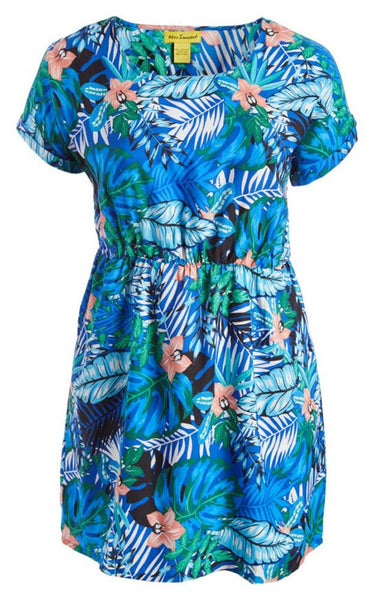Miss Innocent Blue/Green Floral Fit and Flare Dress - Plus Size