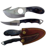 Bone Collector Hunting Knife Two Piece Set, 7" Straight Edge and 7" Gut Hook Blades Black Bone Full Tang Skinner (Black Bone)