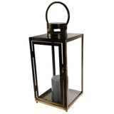 Shop4Omni 10 Inch Metal and Glass Tabletop Centerpiece Lantern Flame-Less Candle