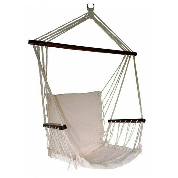 Shop4Omni Patio Outdoor Swing Seat Hanging Hammock Cotton Rope Chair - Khaki