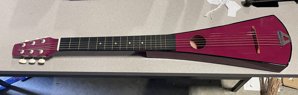 Damaged Shop4Omni Steel String Backpacker Travel Acoustic Guitar Red Wine